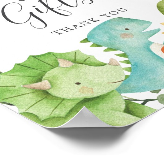 恐竜の赤ちゃんシャワーカードとギフトサイン ポスター (角)