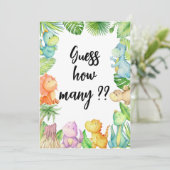 恐竜の赤ちゃんシャワーカードの数を推測 招待状 (スタンド正面)