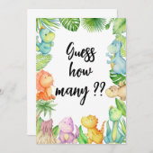 恐竜の赤ちゃんシャワーカードの数を推測 招待状 (正面/裏面)