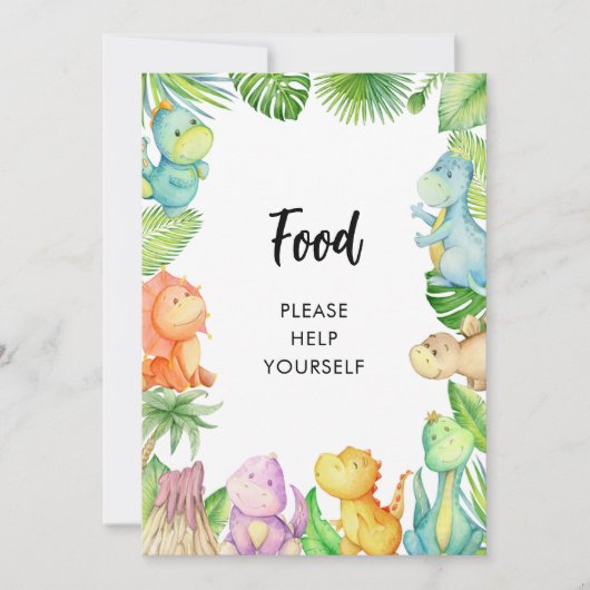 恐竜の赤ちゃんシャワーカード 招待状 (正面)