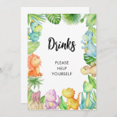 恐竜の赤ちゃんシャワーカード 招待状 (正面/裏面)