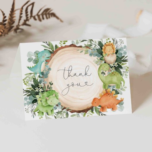 恐竜の赤ちゃんシャワーサンキューカード サンキューカード