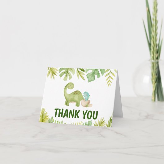 恐竜の赤ちゃんシャワーサンキューカード サンキューカード (正面)