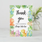 恐竜の赤ちゃんシャワーサンキューカード 招待状 (スタンド正面)