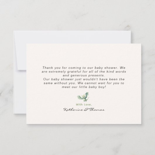 恐竜の赤ちゃんシャワーサンキューカード 招待状 (裏面)