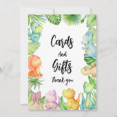 恐竜の赤ちゃんシャワーサンキューカード 招待状 (正面)