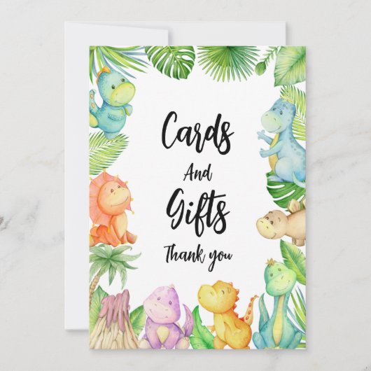 恐竜の赤ちゃんシャワーサンキューカード 招待状 (正面)