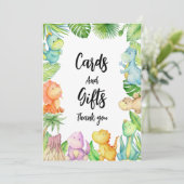 恐竜の赤ちゃんシャワーサンキューカード 招待状 (スタンド正面)