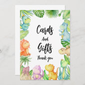 恐竜の赤ちゃんシャワーサンキューカード 招待状 (正面/裏面)