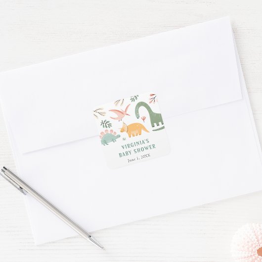 恐竜の赤ちゃんシャワーシール スクエアシール