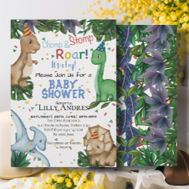 恐竜の赤ちゃんシャワーパーティー | Stop Chomp Roar! 招待状