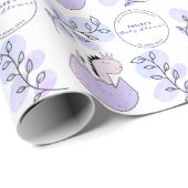 恐竜の赤ちゃんシャワーピンクパープル ラッピングペーパー (ロールコーナー)