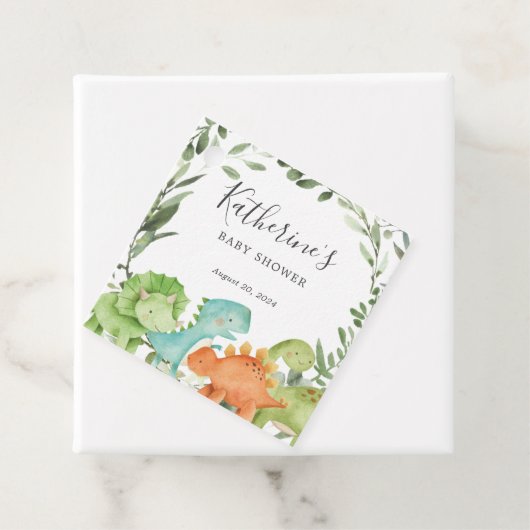 恐竜の赤ちゃんシャワーメッセージカード フェイバータグ (インサイチュ)