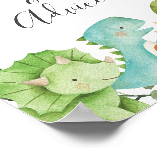 恐竜の赤ちゃんシャワー予測とアドバイス徴候 ポスター (角)