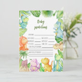 恐竜の赤ちゃんシャワー予測カード 招待状 (スタンド正面)