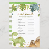 恐竜の赤ちゃんシャワー単語スクランブルゲーム (正面/裏面)