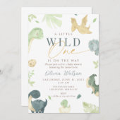 恐竜の赤ちゃんシャワー招待、dino赤ちゃんシャワー 招待状 (正面/裏面)