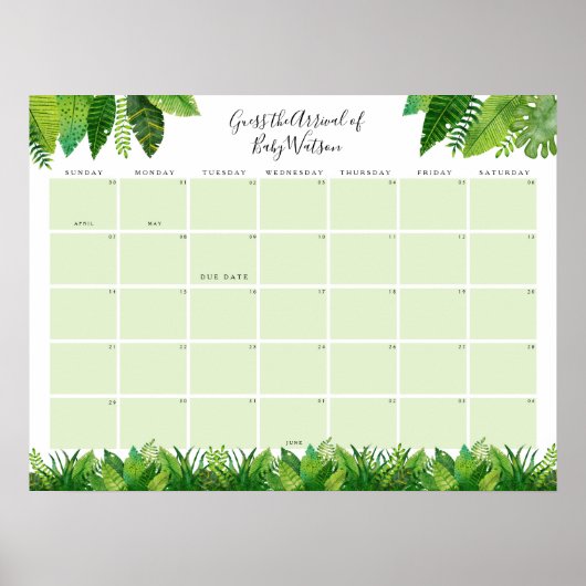 恐竜の赤ちゃんシャワー推定期日 ポスター (正面)