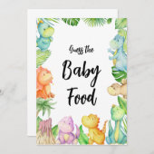 恐竜の赤ちゃんシャワー推測ベビー食品ゲーム 招待状 (正面/裏面)