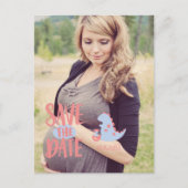 恐竜の赤ちゃんシャワー日付を保存 ポストカード (正面)