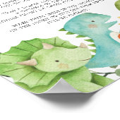 恐竜の赤ちゃんシャワー晩夜おむつサイン ポスター (角)