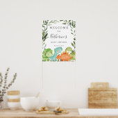 恐竜の赤ちゃんシャワー歓迎サイン ポスター (キッチン)