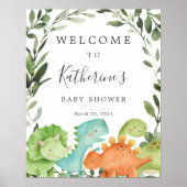 恐竜の赤ちゃんシャワー歓迎サイン ポスター (正面)