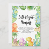 恐竜の赤ちゃんシャワー深夜おむつカード 招待状 (正面)