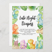 恐竜の赤ちゃんシャワー深夜おむつカード 招待状 (正面/裏面)