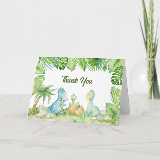 恐竜の赤ちゃんシャワー サンキューカード (正面)