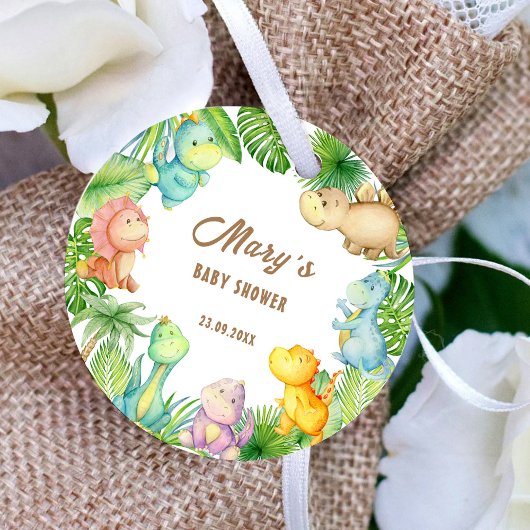 恐竜の赤ちゃんシャワー フェイバータグ