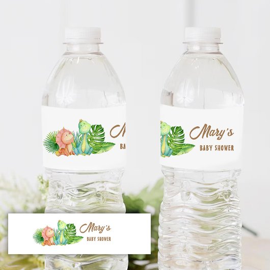 恐竜の赤ちゃんシャワー ペットボトルラベル