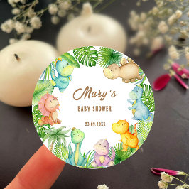 恐竜の赤ちゃんシャワー ラウンドシール
