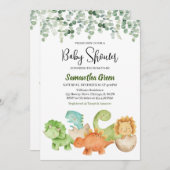 恐竜の赤ちゃんシャワー 招待状 (正面/裏面)