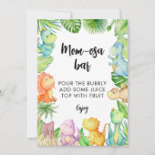 恐竜の赤ちゃんシャワーmom-osaバー標識 招待状 (正面)