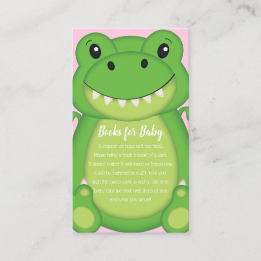 恐竜の赤ちゃんシャワーTレックスピンクの少女 エンクロージャーカード (正面)