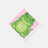 恐竜の赤ちゃんシャワーTレックスピンクの少女 スタンダードカクテルナプキン (角)