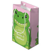 恐竜の赤ちゃんシャワーTレックスピンクの少女 スモールペーパーバッグ (裏面アングル)