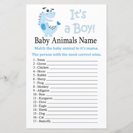 恐竜の赤ちゃん動物の名前ゲーム (正面)