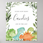 恐竜の赤ん坊のシャワー推測キャンディサインの数 ポスター (正面)