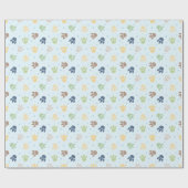 恐竜の足跡パステルブルーグリーンボーイ誕生日 ラッピングペーパー (フラット)
