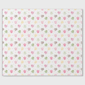 恐竜の足跡パターンガールパカラフルステル ラッピングペーパー (フラット)