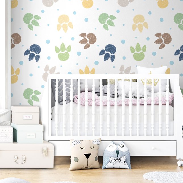 恐竜の足跡パターン子供カラフル男 壁紙 (Dinosaur Footprints Pattern Kids Boy Colorful Wallpaper)