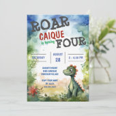 恐竜の轟音が4人の少年4歳の誕生日を迎える 招待状 (スタンド正面)