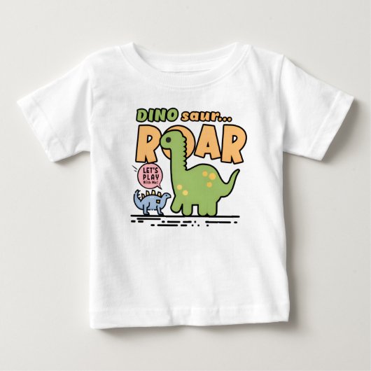 恐竜の轟音の子供 ベビーTシャツ (正面)