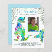 恐竜の轟音の誕生日パーティフォトブルー (正面/裏面)