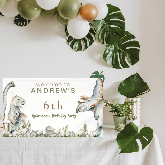 恐竜の轟音の誕生日パーティーへようこそ 横断幕