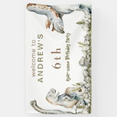 恐竜の轟音の誕生日パーティーへようこそ 横断幕 (縦)