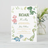 恐竜の轟音の赤ちゃんシャワー 招待状 (スタンド正面)