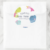 恐竜の轟音ガールズ誕生日ピンク ラウンドシール (バッグ)